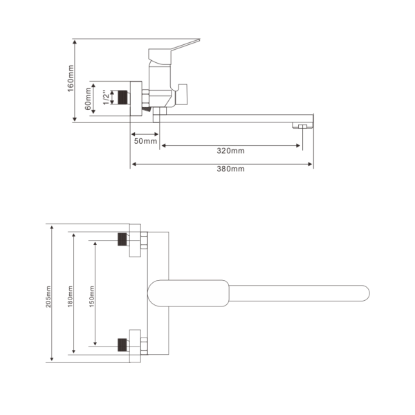 Смеситель для ванны с длинным изливом AVIA,  AV17221