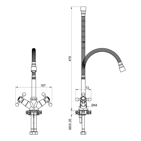 Смеситель для кухни с гибким изливом GIRONA 01435GR