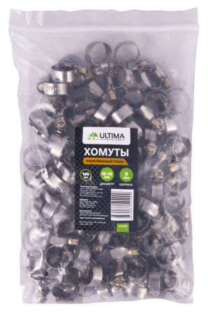Хомуты нержавеющая сталь Ultima, 10-16 мм, ширина 9 мм, 100 шт/пакет