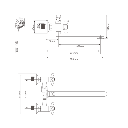 Смеситель для ванны с длинным изливом ANARI, AN19221
