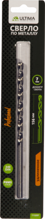 Сверло по металлу Ultima спиральное, удлиненное, P6M5, 7,0х156 мм